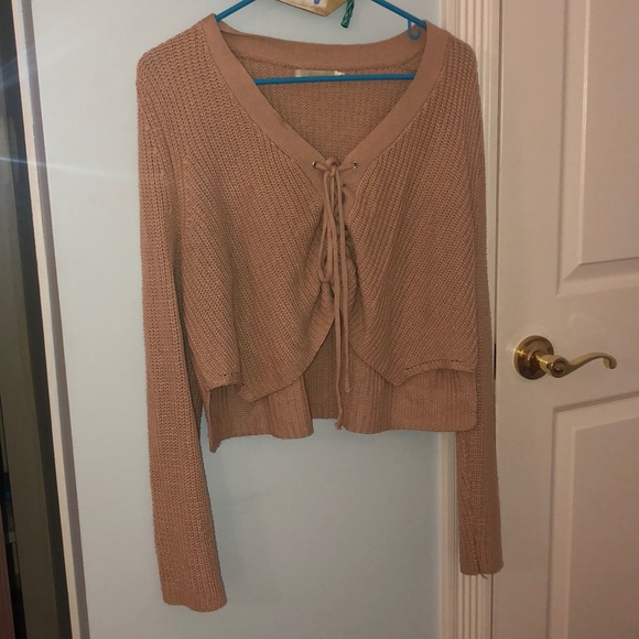 LF Cropped Tie Up Mauve sweater - Picture 1 of 1
